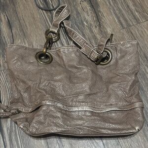 Braciano Taupe Shoulder Bag with Brass Accents